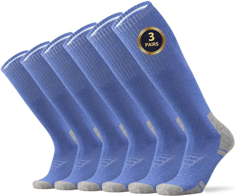 Ortis Cotton Full Cushion Over the Calf Socks OTC Knee High Thick Moisture Wicking Breathable Work Boot Thermal Warm(Denim L) - Image 1