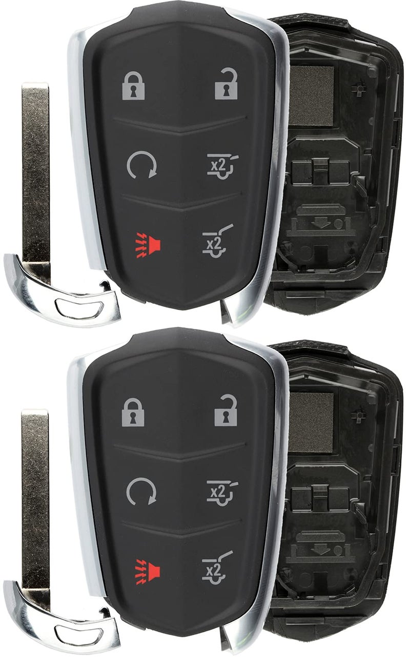 KeylessOption 2x Remote Key Fob Shell Insert Case Replacement for Cadillac Escalade HYQ2AB 6btn - Image 3