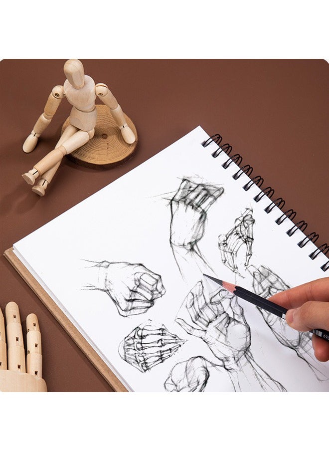 جمورو خشب 8 بوصات ذكر، فنان رسم مانيكان مفصلي مع قاعدة وجسم مرن، رسم نموذج عارضة أزياء دمية مفصلية، مثالية لرسم الشكل البشري أو ديكور سطح المكتب المنزلي  - Image 2