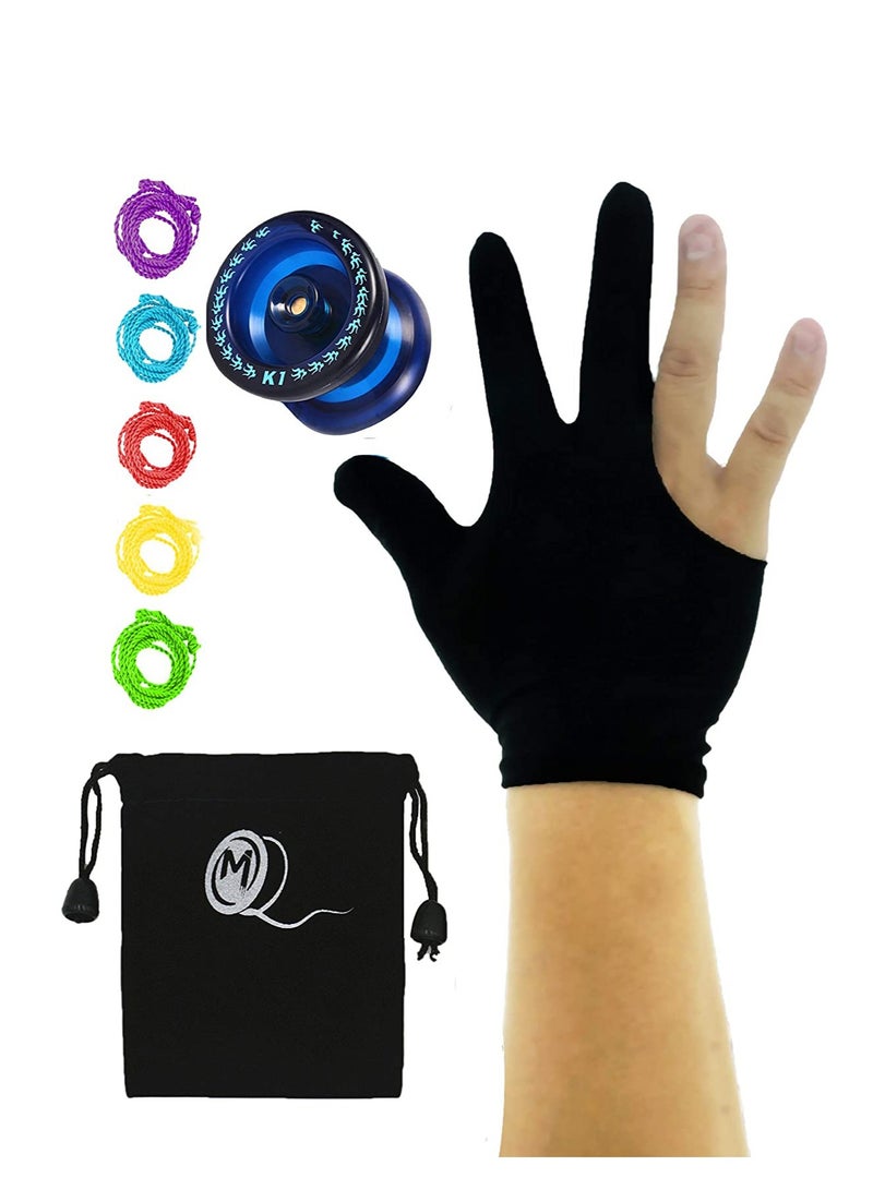 SYOSI YOYO Responsive YoYo K1-Plus with YoYo Sack  5 Strings and YoYo Glove Gift Blue  - Image 2