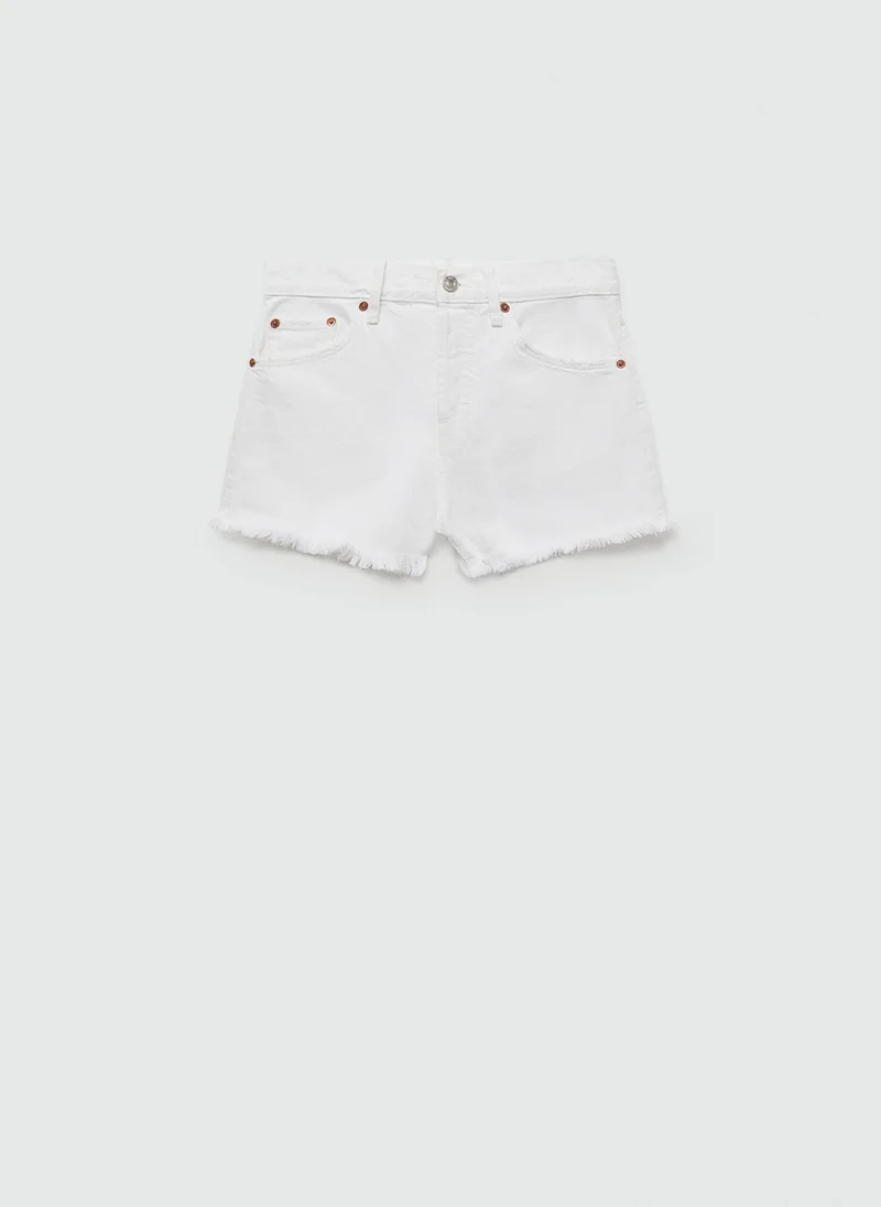 MANGO Denim Shorts With Frayed Hem