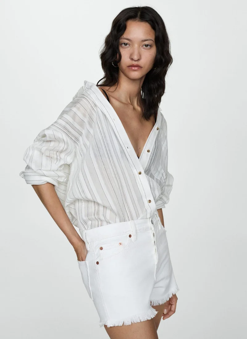 MANGO Denim Shorts With Frayed Hem