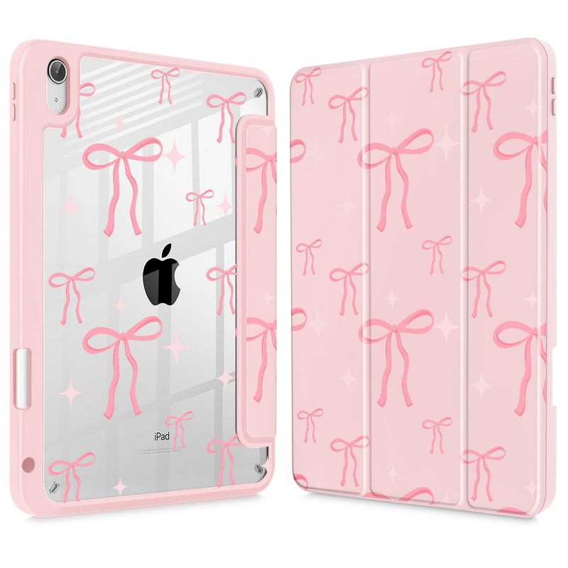 May Chen for iPad (A16) 11th Generation Case 11 Inch 2025, iPad 10th Gen Case 2022 10.9 inch, Built-in Pencil Holder with Shockproof Cover Clear Transparent Back Shell Auto Wake/Sleep, Pink Bows P721 - Image 1