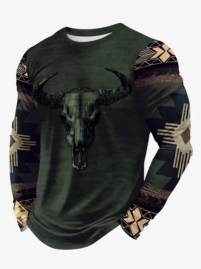 Fashion Personality Long-Sleeved T-Shirt Men'S Casual Handsome Design T-Shirt Me006 - Image 1