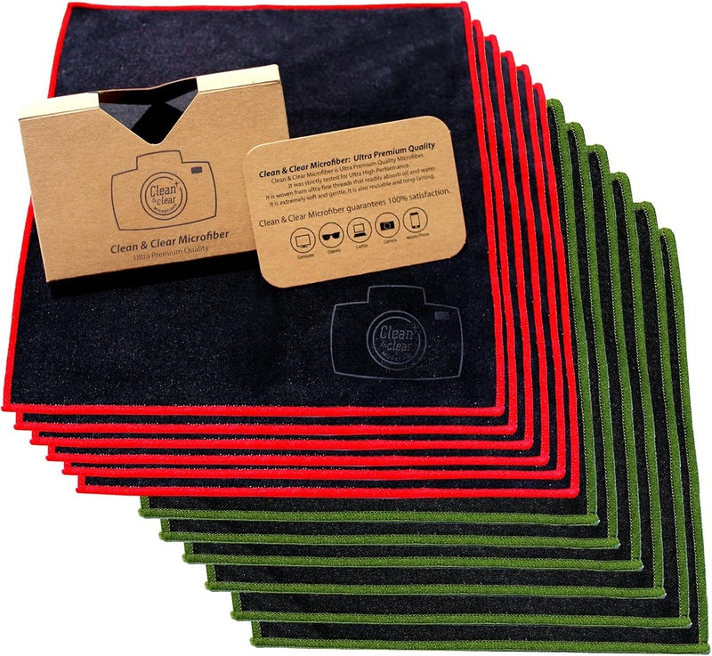 Clean & Clear Microfiber Cleaning Cloth, Extra Large [12 Pack] Ultra Premium Microfiber Cleaning Cloth - Microfiber Cloth for Camera Lens, Glasses, Screens, and All Lens. - Image 1