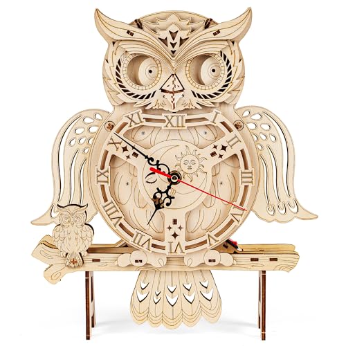 SYNARRY Wooden 3D Puzzles for Adults Model kit Owl Clock Mechanical Model Building Kit DIY Hobbies for Kids Teens Men Women 126PCS Puzzle Craft Gift Home Decor for Easter Basket Stuffers - Image 1