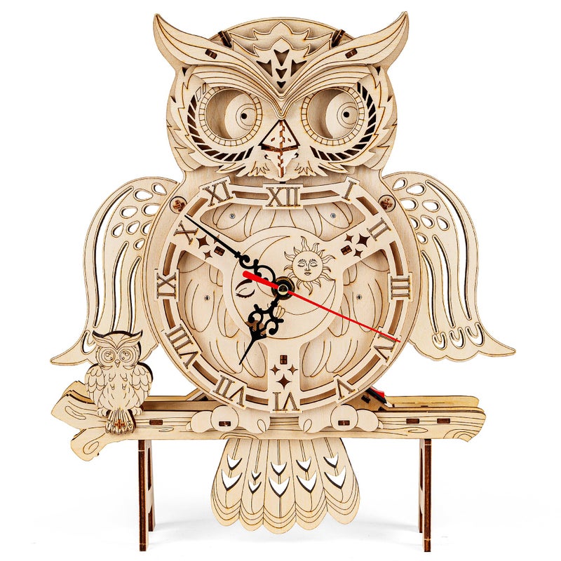 SYNARRY Wooden 3D Puzzles for Adults Model kit Owl Clock Mechanical Model Building Kit DIY Hobbies for Kids Teens Men Women 126PCS Puzzle Craft Gift Home Decor for Easter Basket Stuffers - Image 3