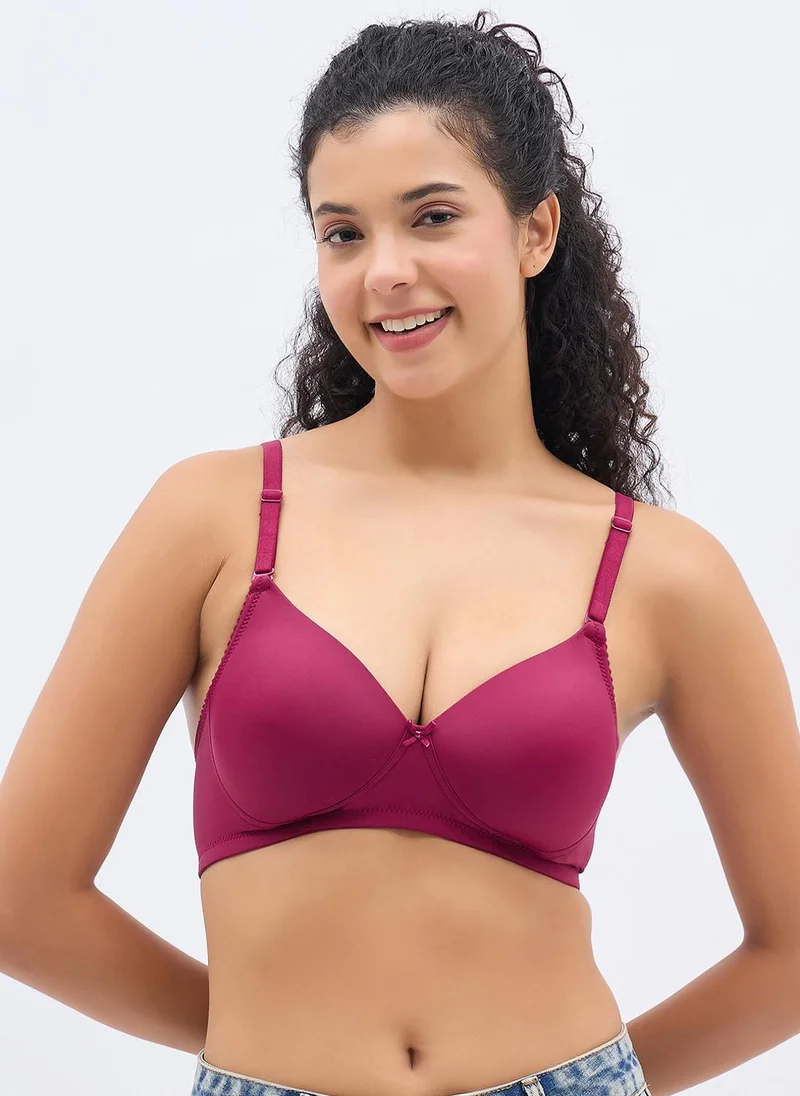 Clovia Clovia Padded Non-Wired Full Coverage Multiway T-shirt Bra in Maroon