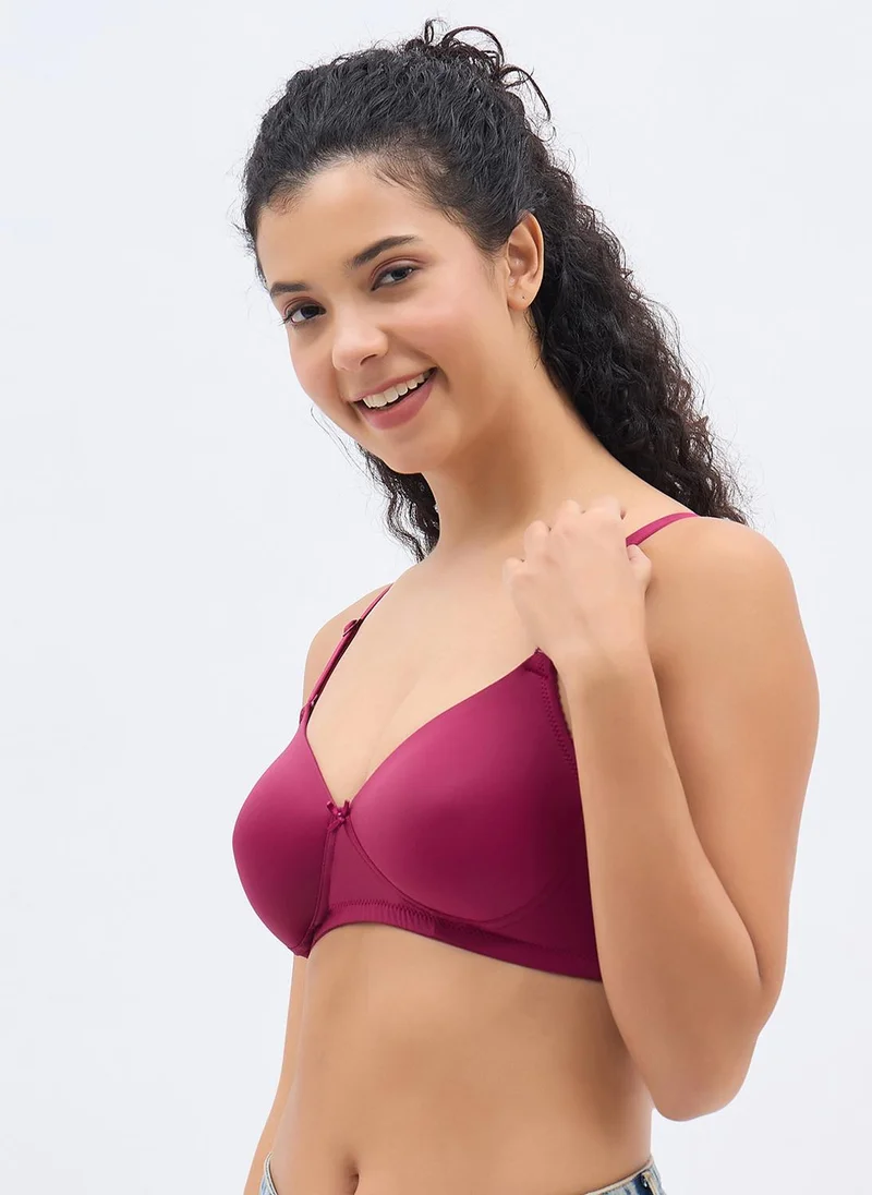 Clovia Clovia Padded Non-Wired Full Coverage Multiway T-shirt Bra in Maroon