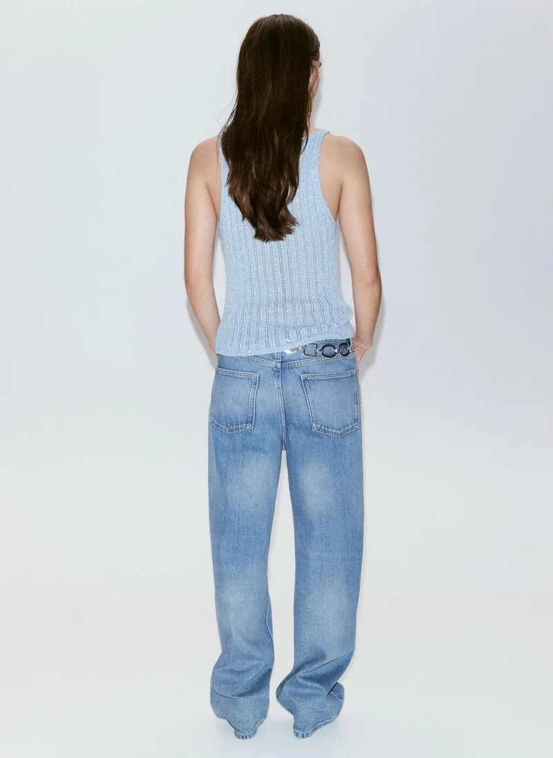 Mango Open-Knit Lurex Top