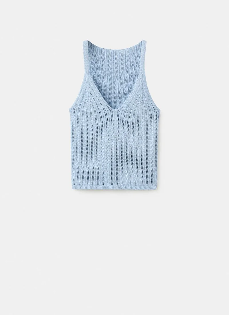 Mango 50-CELESTE Open-Knit Lurex Top for Women | Best Price UAE