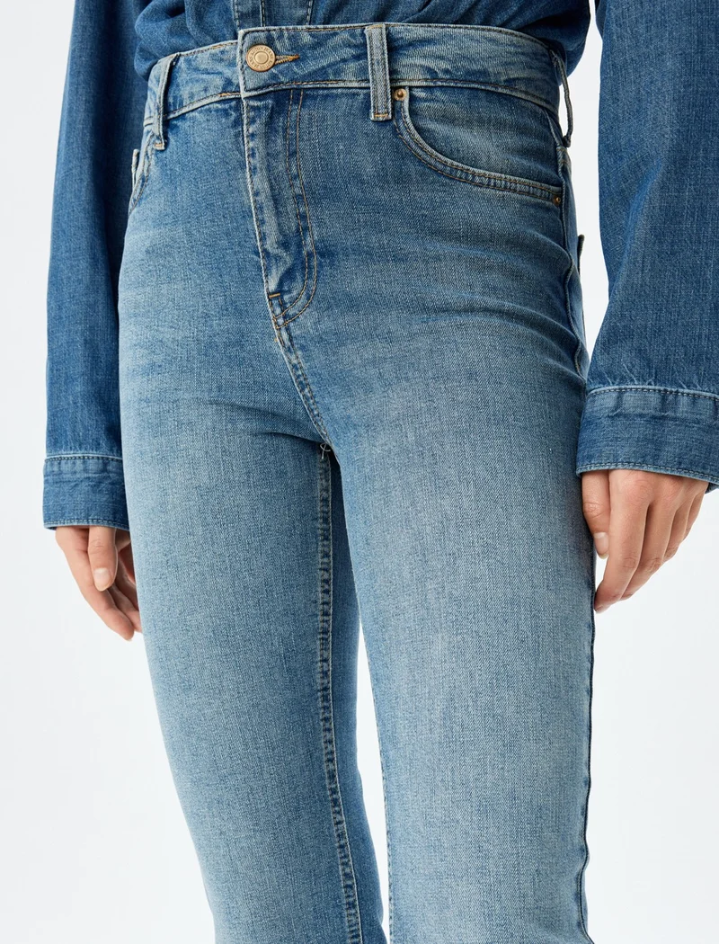 KOTON Low Waist Flare Leg Slim Fit Buttoned Pocket Jeans - Flare Jeans