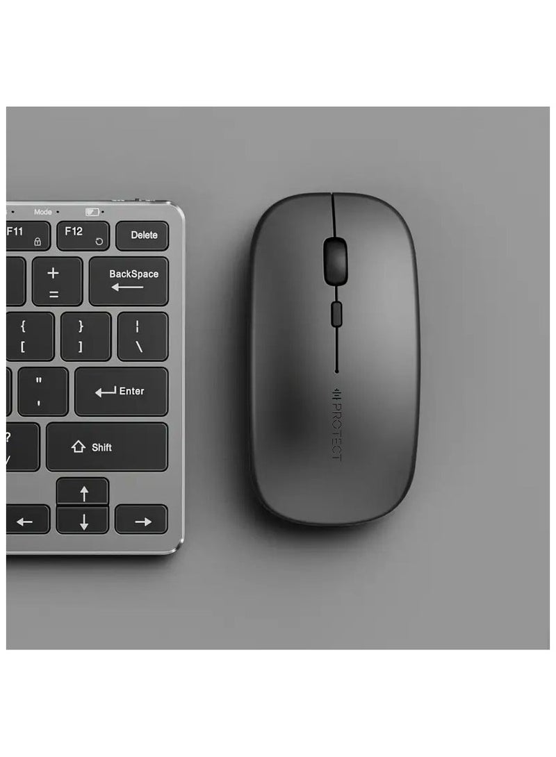 بروتيكت ماوس بلوتوث لاسلكي قابل لإعادة الشحن من بروتيكت 501، اتصال مزدوج (بلوتوث +وايرلس)، تصميم نحيف وصامت، لون رمادي - Image 2