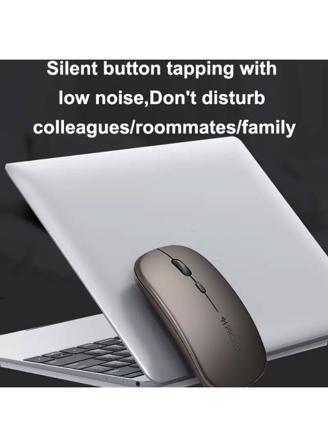 بروتيكت ماوس بلوتوث لاسلكي قابل لإعادة الشحن من بروتيكت 501، اتصال مزدوج (بلوتوث +وايرلس)، تصميم نحيف وصامت، لون رمادي - Image 4