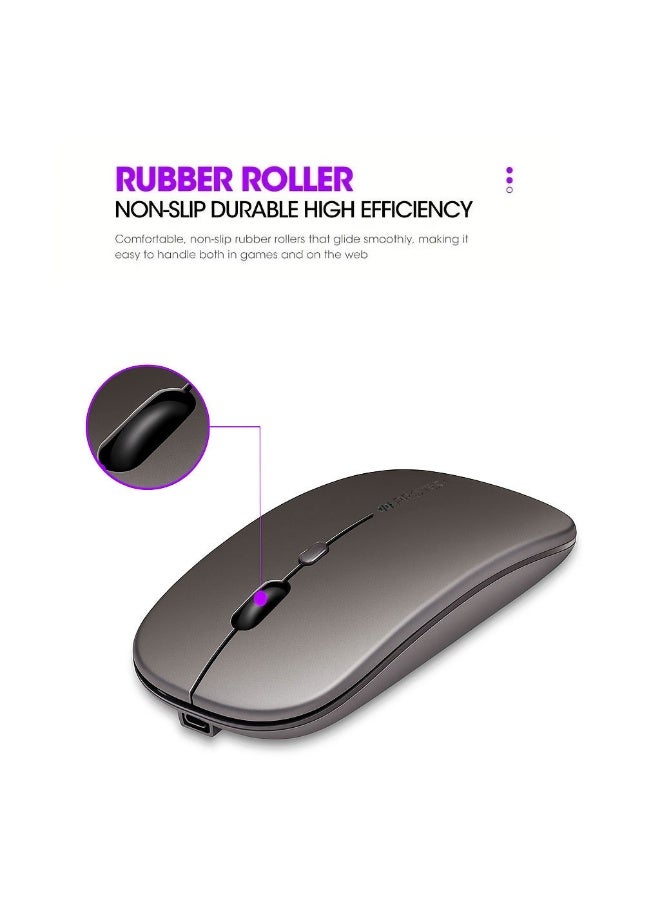 بروتيكت ماوس بلوتوث لاسلكي قابل لإعادة الشحن من بروتيكت 501، اتصال مزدوج (بلوتوث +وايرلس)، تصميم نحيف وصامت، لون رمادي - Image 5