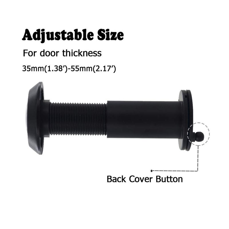 Junxave Door Viewer Peephole, Solid Brass 200-degree Door Viewer with Heavy Duty Rotating Privacy Cover for 1-3/8" to 2-1/6" Doors for Home Office Hotel (Black) - Image 3