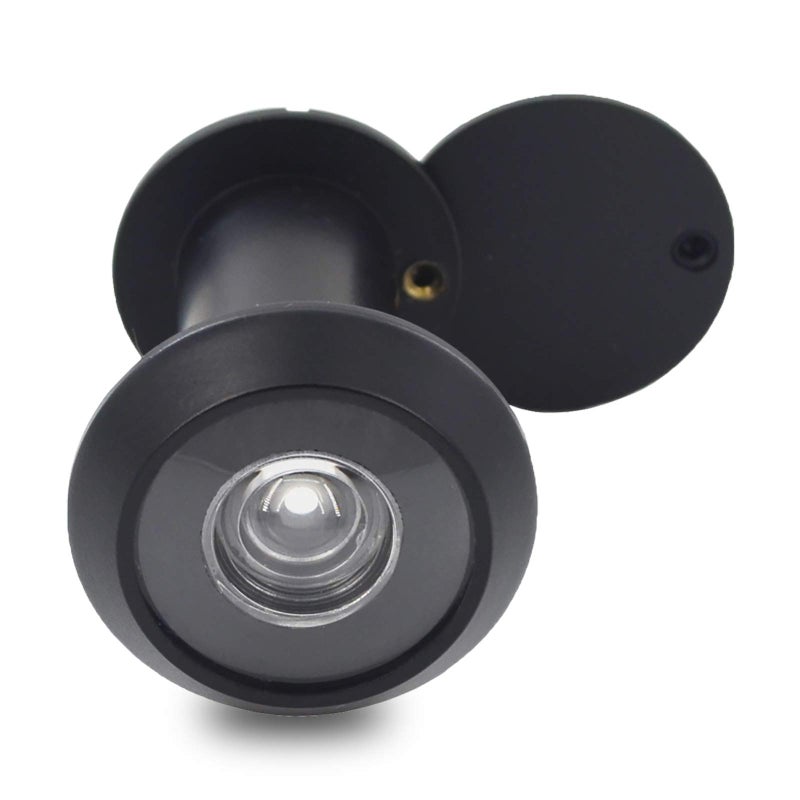 Junxave Door Viewer Peephole, Solid Brass 200-degree Door Viewer with Heavy Duty Rotating Privacy Cover for 1-3/8" to 2-1/6" Doors for Home Office Hotel (Black) - Image 1