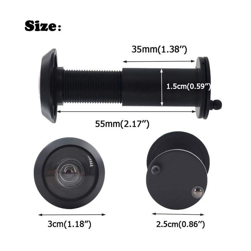 Junxave Door Viewer Peephole, Solid Brass 200-degree Door Viewer with Heavy Duty Rotating Privacy Cover for 1-3/8" to 2-1/6" Doors for Home Office Hotel (Black) - Image 2