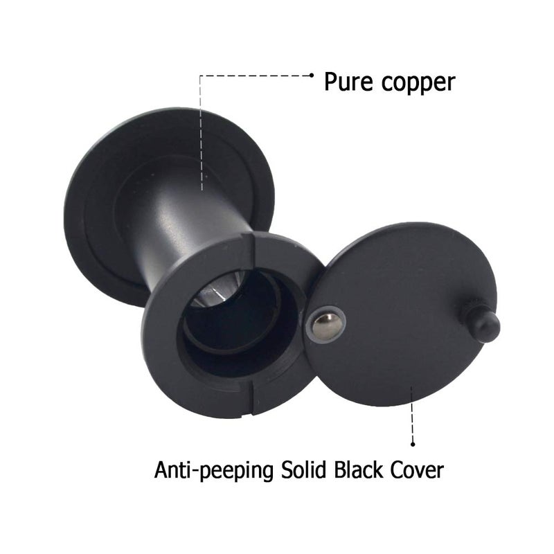 Junxave Door Viewer Peephole, Solid Brass 200-degree Door Viewer with Heavy Duty Rotating Privacy Cover for 1-3/8" to 2-1/6" Doors for Home Office Hotel (Black) - Image 4