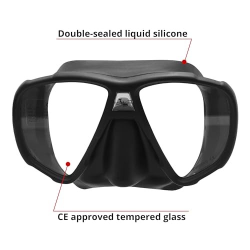 SAEKODIVE Nami Dual Lens Frameless Diving Mask UV Available Wide View AntiFog Tempered Glass AntiLeak Silicone Skirt Scuba Diving Snorkeling Freediving Gear for Adults Black - Image 3