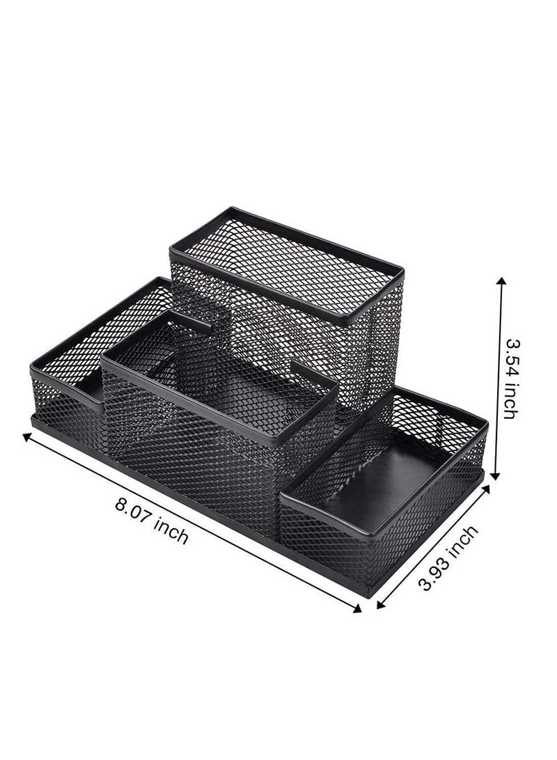 Altheqa Metal Mesh Desk Organizer Stationary Storage Stand Pen, Pencil Holder for Office, Home, and Study Table (4 COMPARTMENT) - Image 3