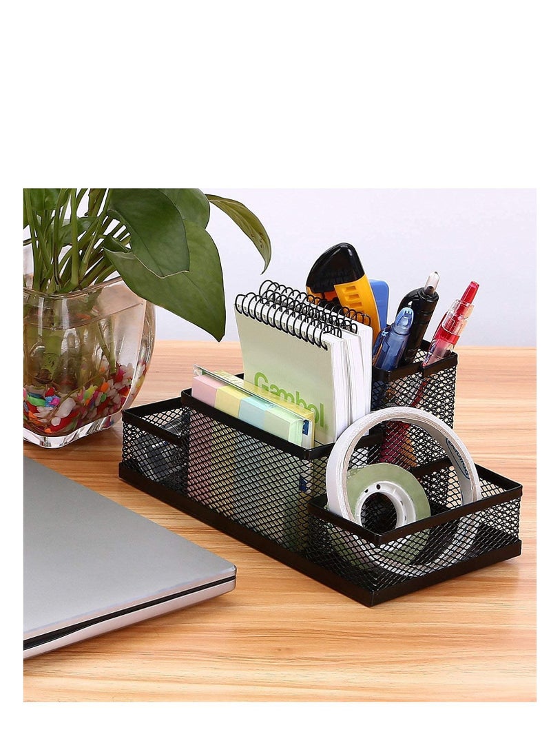 Altheqa Metal Mesh Desk Organizer Stationary Storage Stand Pen, Pencil Holder for Office, Home, and Study Table (4 COMPARTMENT) - Image 2