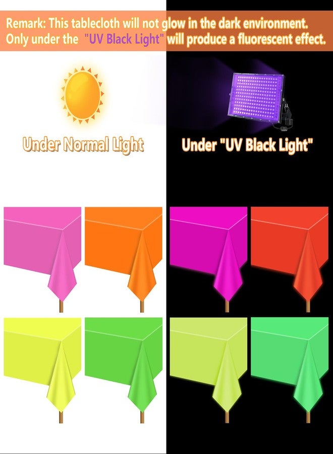 APUXXJUPA Neon Table Cloths - 4 Pcs Multi-Color 51'' x 86'' Glow in The Dark Table Cloths for Neon Party Decorations Glow Party Supplies - Image 3