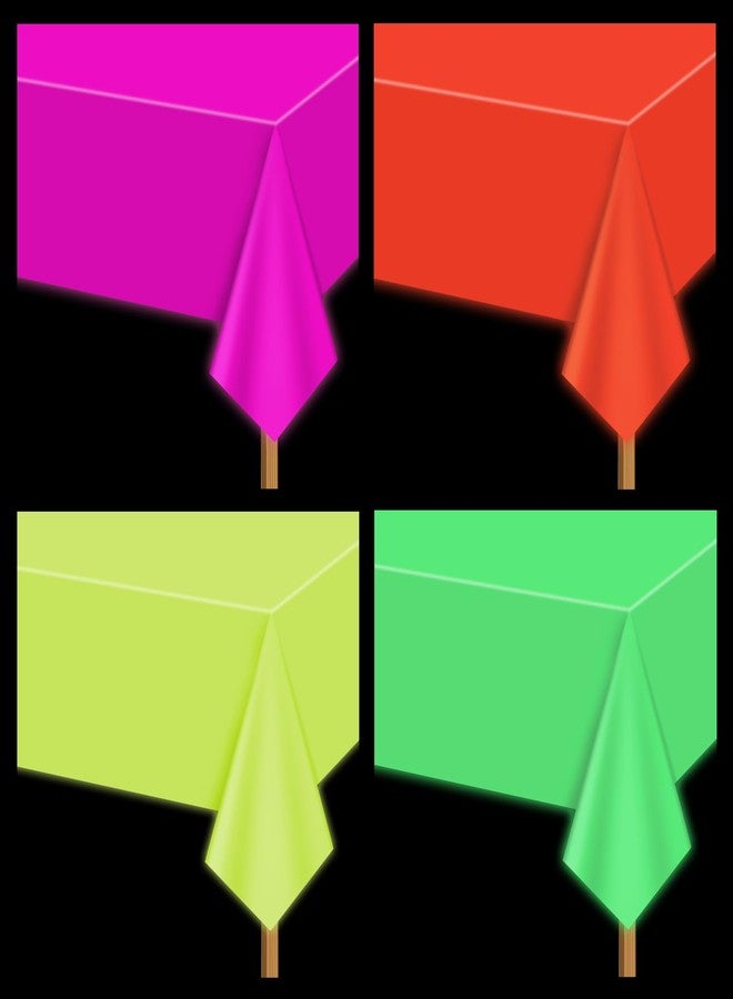 APUXXJUPA Neon Table Cloths - 4 Pcs Multi-Color 51'' x 86'' Glow in The Dark Table Cloths for Neon Party Decorations Glow Party Supplies - Image 1