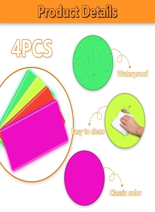 APUXXJUPA Neon Table Cloths - 4 Pcs Multi-Color 51'' x 86'' Glow in The Dark Table Cloths for Neon Party Decorations Glow Party Supplies - Image 4