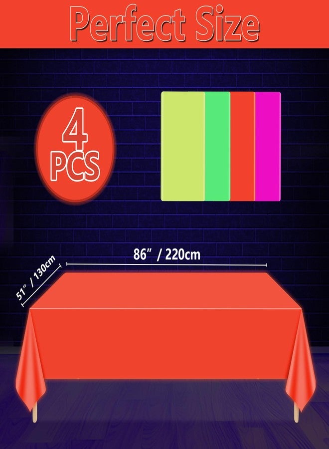 APUXXJUPA Neon Table Cloths - 4 Pcs Multi-Color 51'' x 86'' Glow in The Dark Table Cloths for Neon Party Decorations Glow Party Supplies - Image 2