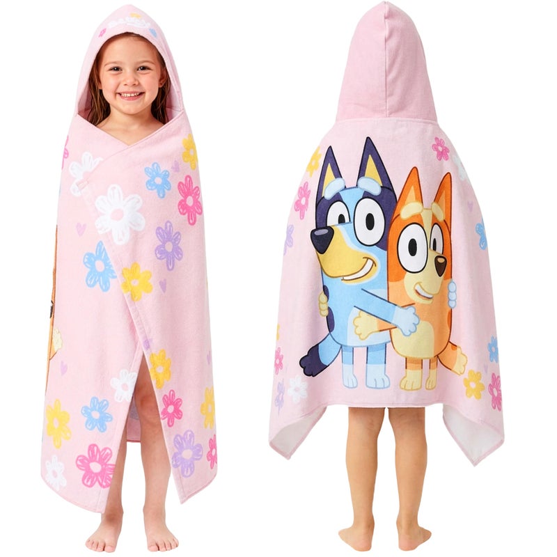 Get Trend Bluey Bath Towels with Hood for Girls Soft Absorbent Cotton Beach Towel Swimming Pool Hooded Poncho Shower Bath Travel Cozy for Girls Ages 26 Pink Bluey - Image 2