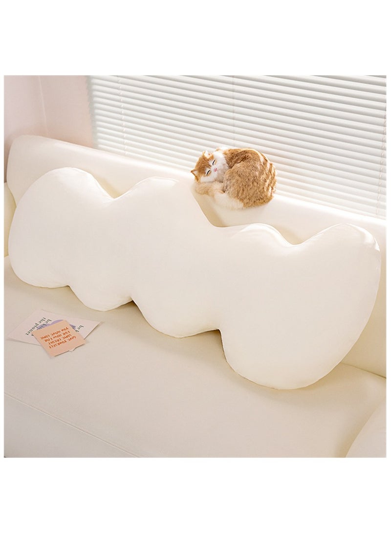Cuddly Cushion in Cloud Shape, Soft Cotton Filled Throw Pillow with Washable Pillowcase, Home Soft Decorative Cushion Side Sleeper Body Pillow for Girls and Boys Sitting and Sleeping, White - Image 1