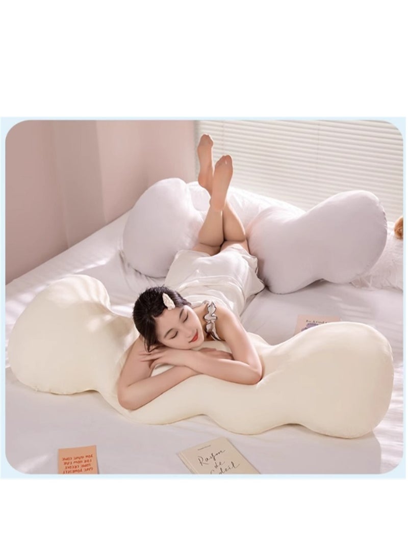 Cuddly Cushion in Cloud Shape, Soft Cotton Filled Throw Pillow with Washable Pillowcase, Home Soft Decorative Cushion Side Sleeper Body Pillow for Girls and Boys Sitting and Sleeping, White - Image 2