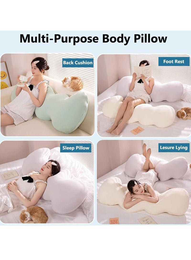 Cuddly Cushion in Cloud Shape, Soft Cotton Filled Throw Pillow with Washable Pillowcase, Home Soft Decorative Cushion Side Sleeper Body Pillow for Girls and Boys Sitting and Sleeping, White - Image 3