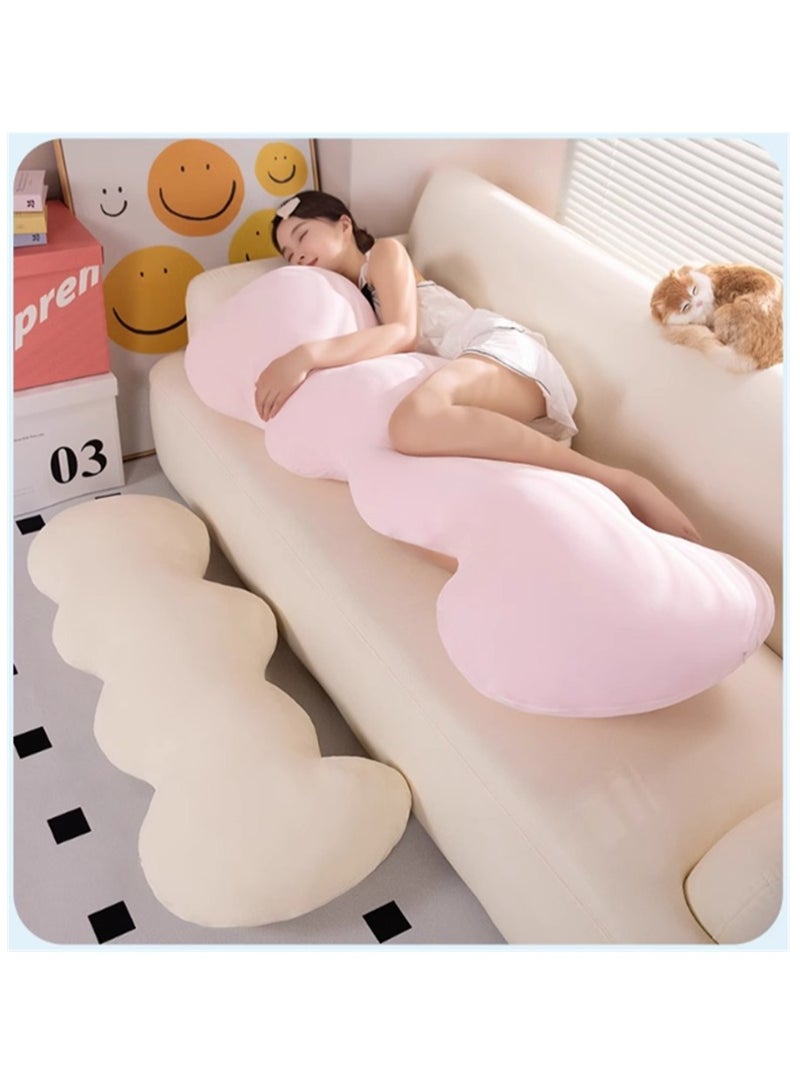 Cuddly Cushion in Cloud Shape, Soft Cotton Filled Throw Pillow with Washable Pillowcase, Home Soft Decorative Cushion Side Sleeper Body Pillow for Girls and Boys Sitting and Sleeping, White - Image 4