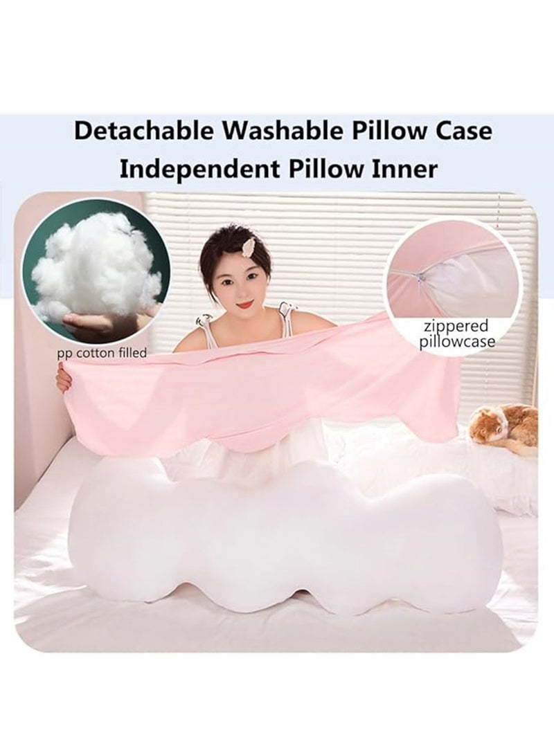 Cuddly Cushion in Cloud Shape, Soft Cotton Filled Throw Pillow with Washable Pillowcase, Home Soft Decorative Cushion Side Sleeper Body Pillow for Girls and Boys Sitting and Sleeping, White - Image 5