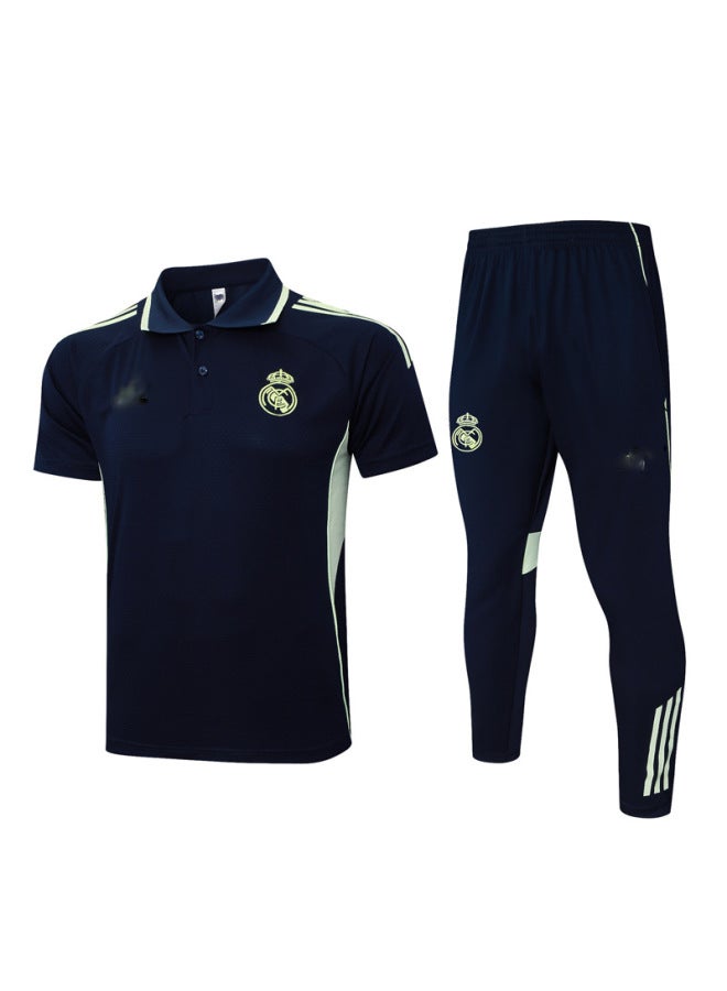 Real Madrid Paris Messi Chelsea Football Training Uniform Polo Shirt Short-sleeved Suit Summer Pre-match Exercise Uniform T-shirt