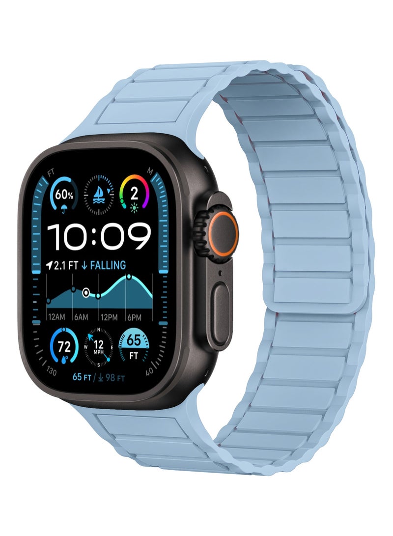 ICARLUS Magnetic Watchband Compatible with Apple Watch for Men 44mm 45mm 46mm 49mm 42mm（Series 3） Women Silicone Sport Strong Magnet Strap for iWatch Series 10 9 ULTRA 2 SE 8 7 6 5 4 3 1