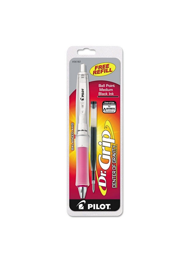 بايلوت قلم حبر جاف PILOT Dr. Grip Center of Gravity قابل لإعادة التعبئة والسحب، متوسط الرأس، مقبض وردي، حبر أسود، قلم واحد (36182) - Image 2