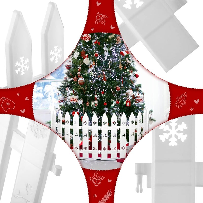 Sosation سياج شجرة عيد الميلاد 30 قطعة من سوساتيون بلاستيك سميك سياج مصغر لتزيين شجرة عيد الميلاد للمنزل والحديقة وحفلات الزفاف 12 بوصة أبيض - Image 3