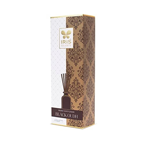 Iris Celeste Black Oudh Reed Diffuser with 100 ml | Oil Diffuser with Free 6 Fiber Reed Sticks | Room Freshener for Home, Bedroom, Living Room & Office | Gifts Set. - Image 5