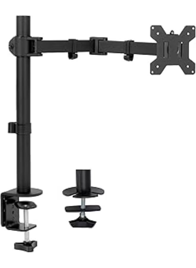 Sturdy and fully adjustable desktop stand for a single monitor up to 27 inches - steel hinged stand with metal ring - Image 1