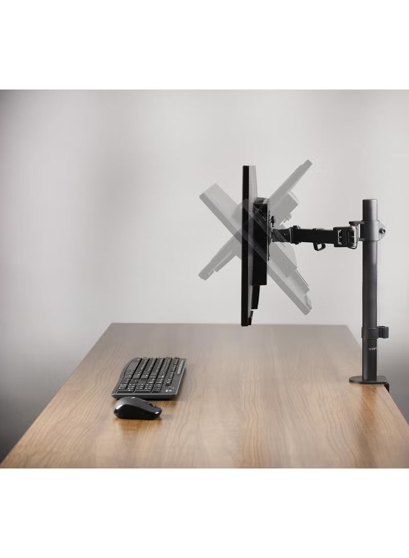 Sturdy and fully adjustable desktop stand for a single monitor up to 27 inches - steel hinged stand with metal ring - Image 2