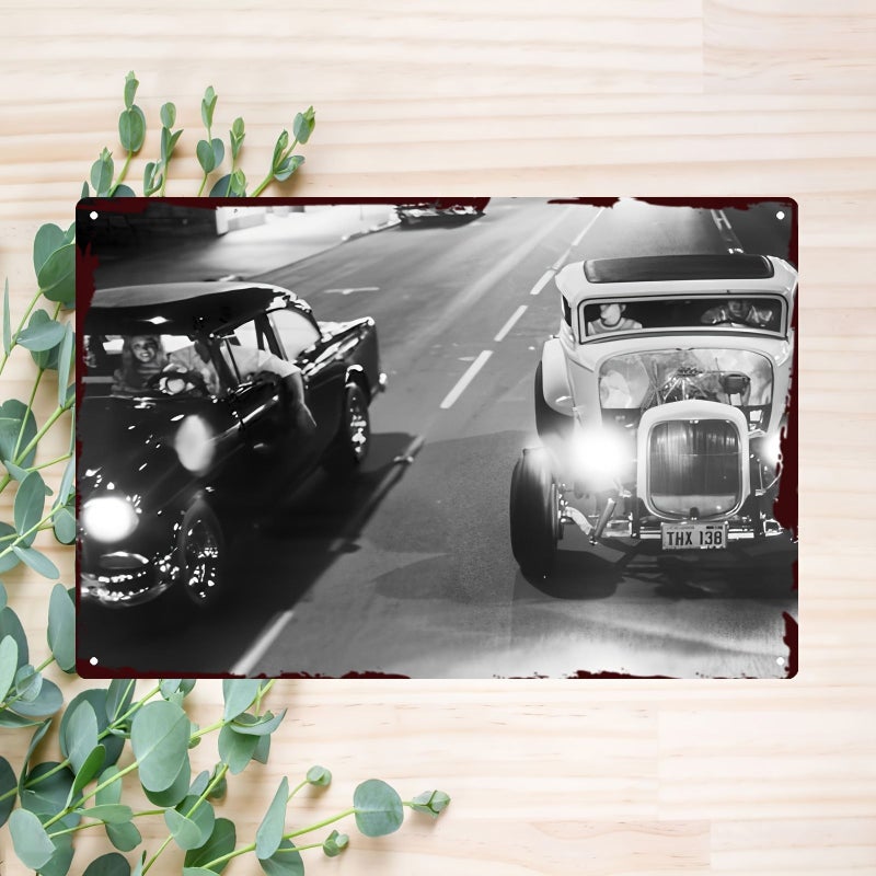 Retro Car Iron Wall Art 20x30cm American Graffiti Style Home Decor for Cafe Bar Office - Image 2