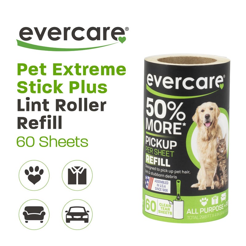 Evercare Extra Sticky Pet Lint Roller Refill 60 Sheets, 6-Pack - Image 2
