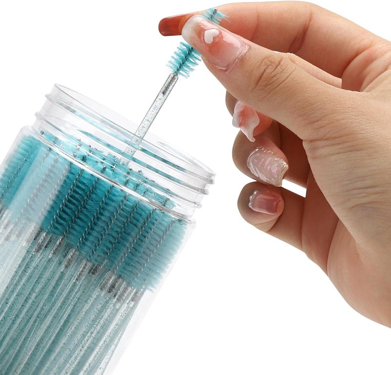 Tbestmax 100 Pcs Disposable Mascara Wands, Crystal Eyebrow Spoolies Brush for Eyelash Extensions, Lash Brushes with Container (Blue) - Image 4