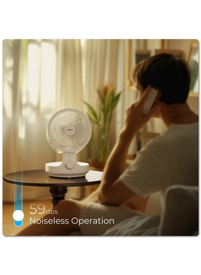 Xech Table Fan High Speed with Oscillation Noiseless Mini Desk Fan Portable Foldable Kitchen Fans 45W 2200 RPM 120° Oscillating Aerodynamic 190mm Fan Blades (Airwave) (White) - Image 2