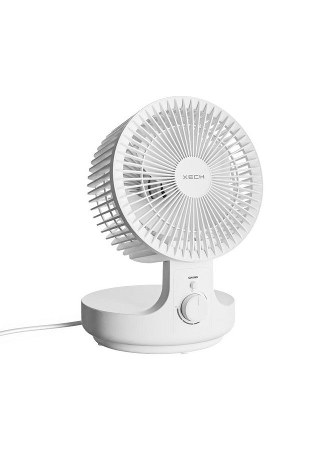 Xech Table Fan High Speed with Oscillation Noiseless Mini Desk Fan Portable Foldable Kitchen Fans 45W 2200 RPM 120° Oscillating Aerodynamic 190mm Fan Blades (Airwave) (White) - Image 1