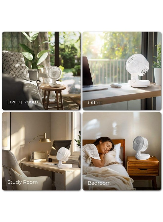 Xech Table Fan High Speed with Oscillation Noiseless Mini Desk Fan Portable Foldable Kitchen Fans 45W 2200 RPM 120° Oscillating Aerodynamic 190mm Fan Blades (Airwave) (White) - Image 4