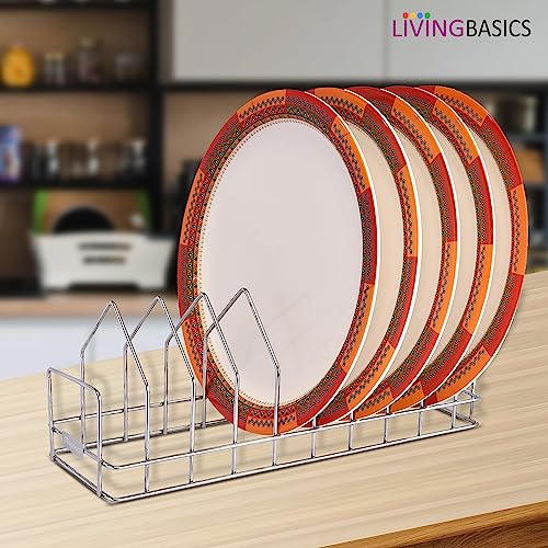 LIVINGBASICS Stainless Steel Dish Stand/Plate Rack for Kitchen Lid Organizer For Plates/Dishes, Cutting Boards, Bakeware, Pots & Pans, Serving Trays (10 sections, Triangle Shape) - Image 5